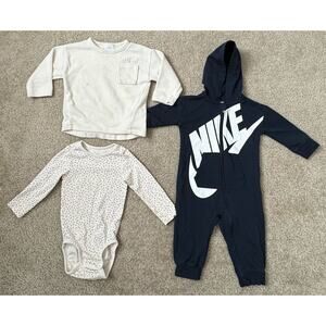 Nike Baby Futura Coveralls Pj Romper, Zara Top & H&M Top Baby Size 6-9months